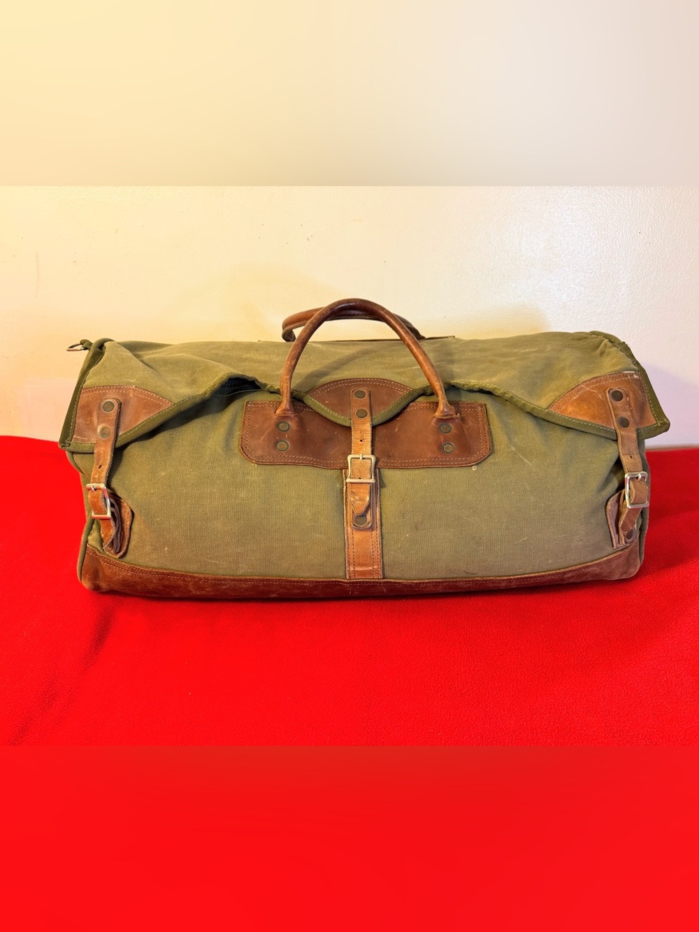 Vintage 1960s Gokey Canvas Leather Duffle Bag St Paul MN USA Travel Hunting